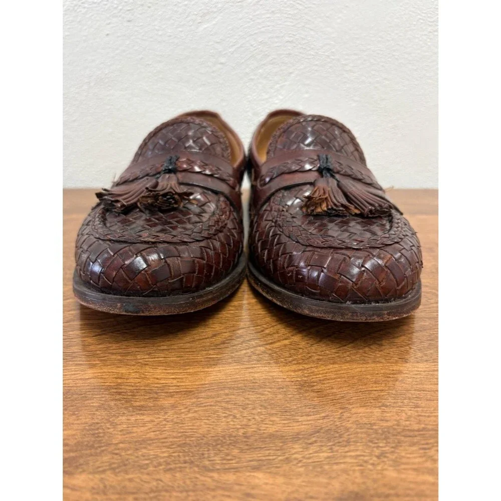 JOHNSTON AND MURPHY Brown Woven Leather Loafer